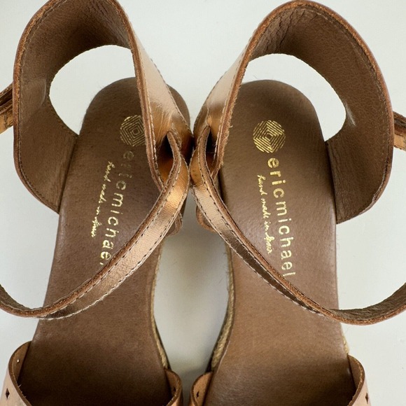 Eric Michael Rose Gold Metallic Espadrille Wedge Sandals Spain‎ Shoes EU 39 US 9 - Picture 10 of 10